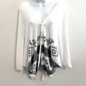 Phil Love Aztec Print Waffle Open Batwing Cardigan Medium